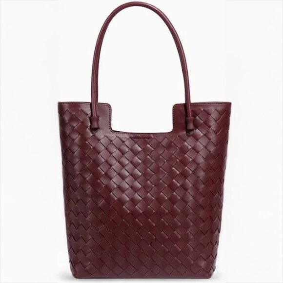 Verano Hill Tracey Medium Tote – Wine Red Woven Shoulder Handbag - Picture 1 of 4